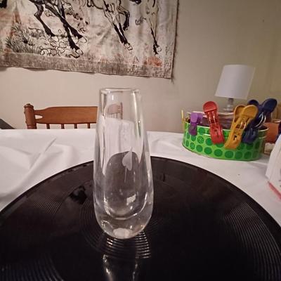 glass etched single bud vase