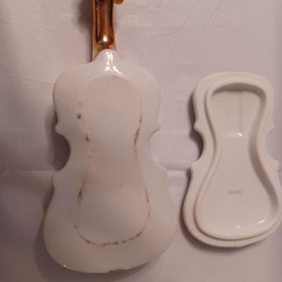 gilded violin trinket box