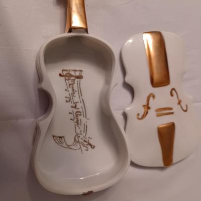 gilded violin trinket box