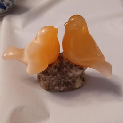 Vtg USSR Carving Love Birds Marble Stone