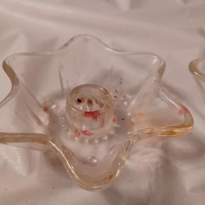 3 glass candle holders