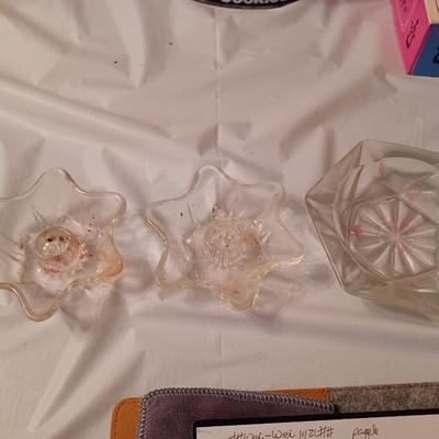3 glass candle holders