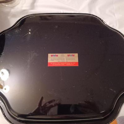 Oriental black metal tray
