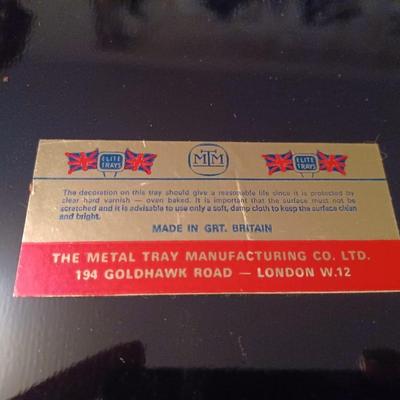 Oriental black metal tray