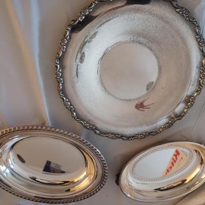 3pc silver plate serving dishes