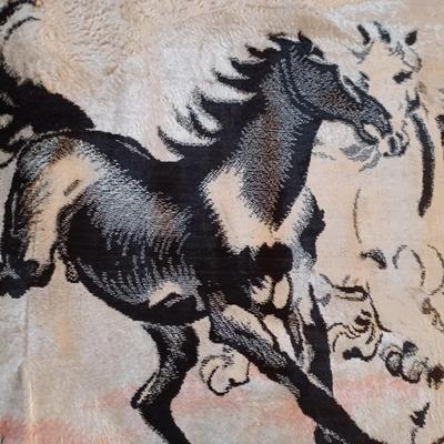 Vintage velvet wall rug tapestry romantic HORSES