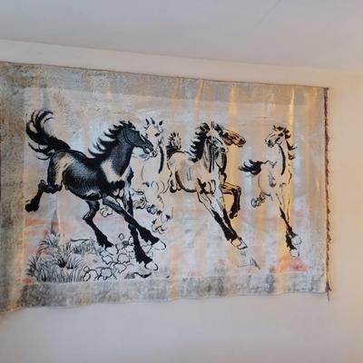 Vintage velvet wall rug tapestry romantic HORSES