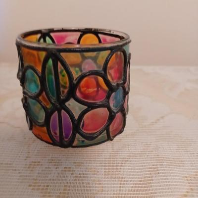 "Stained" Glass Votive holder