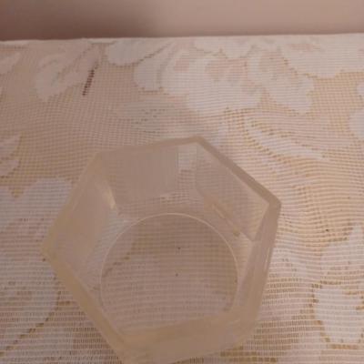 Glass trinket holder with magnifier bottom