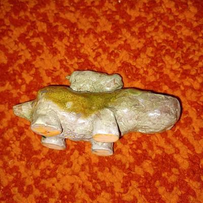 resin hippo with baby handcarved