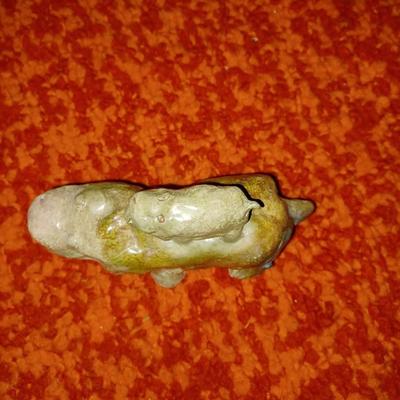 resin hippo with baby handcarved