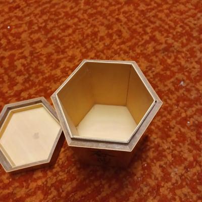 VINTAGE Wood & BAMBOO TEA CADDY