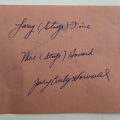The Three Stooges Original signature cut- RARE. GFA Authenticated