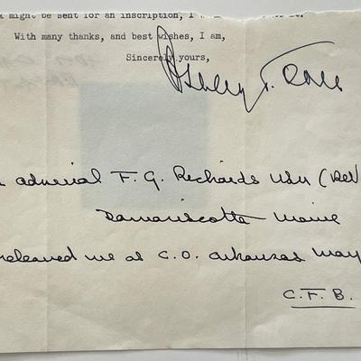 Rear Admiral F.G. Richards signed letter