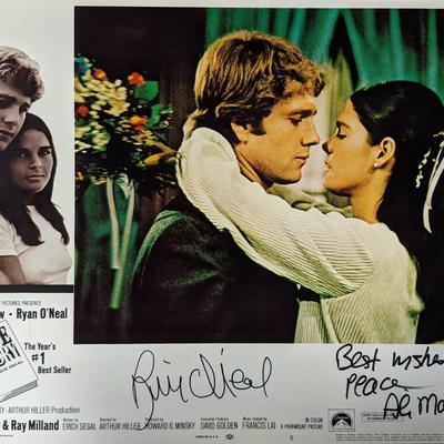 Love Story Ryan O'Neal and Ali MacGraw signed original 1970 vintage lobby card