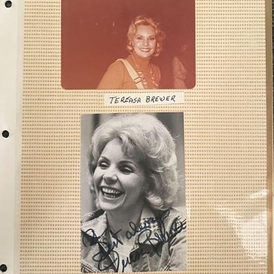 Teresa Brewer signed photo album page