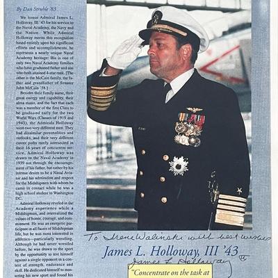 United States Navy Admiral James L. Holloway III signed honors sheet