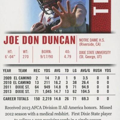 Joe Don Duncan signed trading card