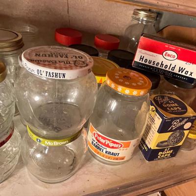 Large lot of jars & bottles