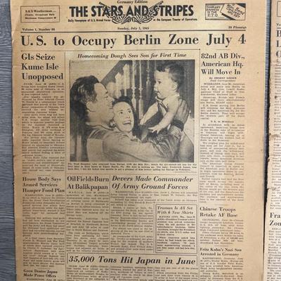 WW2 collection Stars and Stripes Newspaper/ 3 papers in total