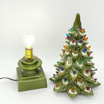 THE RAYMOND LAMP CO. ~ 17â€ Snow Tipped Ceramic Lighted Christmas Tree