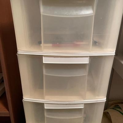 Plastic 3 drawer organizer and 2 drawer filing cabinet