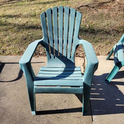 Pair of Green Adirondack-Style Patio Chairs (Y-DW)