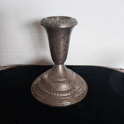 TWO STERLING SILVER (WEIGHTED) CANDLE STICK HOLDERS