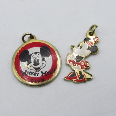 Vintage Walt Disney Productions Mickey Mouse Club & Classic Minnie Mouse Small Charms