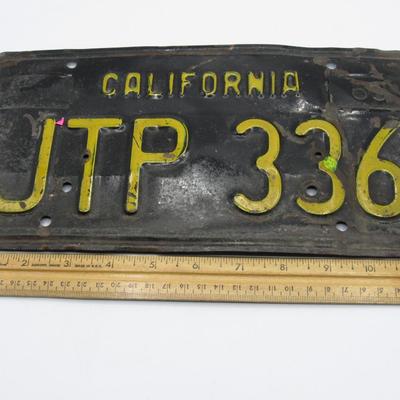 Vintage California Black License Plate