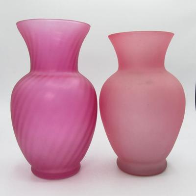 Pink glass vases