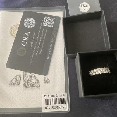 GRA 3mm VVS1 Moissanite Diamond Ring in Silver band