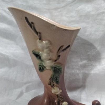 Roseville Pottery Snowberry Cornucopia Vase