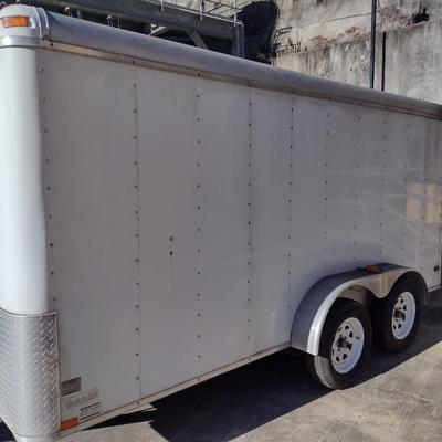 Lark 14' Enclosed Pull Behind Trailer with Double Swing Doors and Side Door Electrical Set-Up