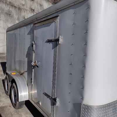 Lark 14' Enclosed Pull Behind Trailer with Double Swing Doors and Side Door Electrical Set-Up