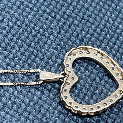 10k gold heart w/26 diamonds & 14k gold necklace