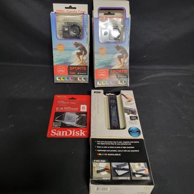 Two 1080p Sports Cameras, Portable Scanner and a 8gb MicroSDHC Card (BS2-DW)