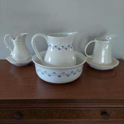 Three Vintage Wash Bowl and Pitcher Sets (B3-BBL)