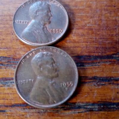 LOT 6 TWO OLD WHEAT PENNIES
