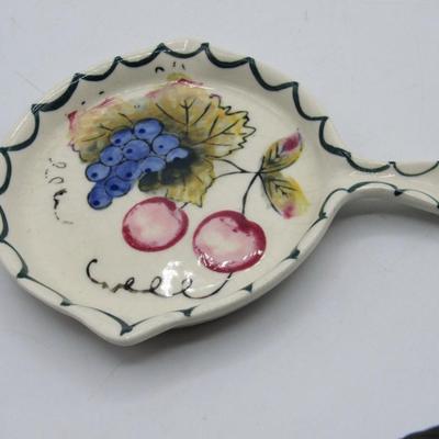 Hand Painted Nasco Japan Small Blueberry Cherry Vintage Ingredient DIsh