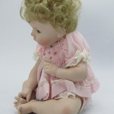 Vintage Sitting Baby Life Like Porcelain Figurine Doll