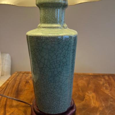 Celadon table lamp with lampshade