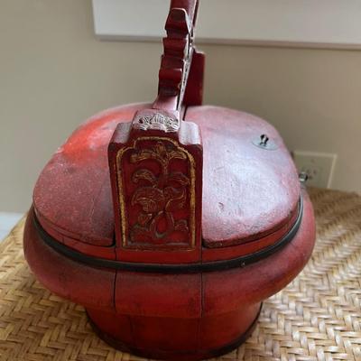 Antique Asian hinged food box/bride box