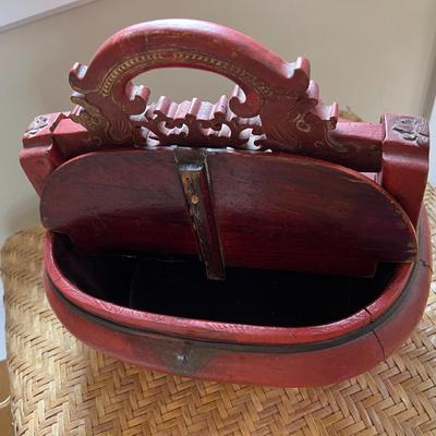 Antique Asian hinged food box/bride box