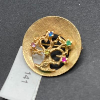Yellow Gold Tree of Life Brooch