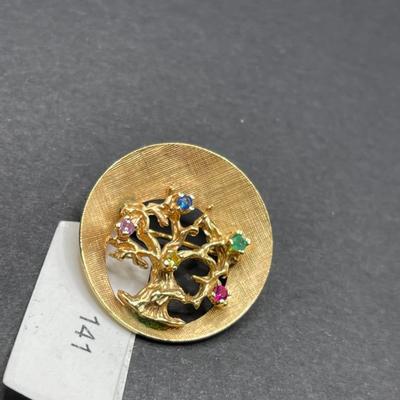 Yellow Gold Tree of Life Brooch