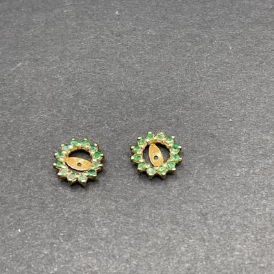 14K Yellow Gold Earring Jackets with Emeralds