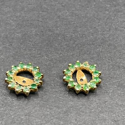 14K Yellow Gold Earring Jackets with Emeralds