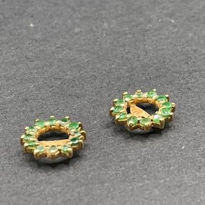 14K Yellow Gold Earring Jackets with Emeralds