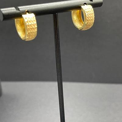 14K Yellow Gold Huggy Hoops